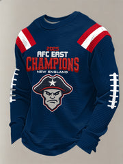Men's Patriots 2025 AFC East Champions Print Casual Waffle Long Sleeve T-Shirt
