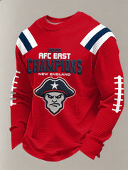 Men's Patriots 2025 AFC East Champions Print Casual Waffle Long Sleeve T-Shirt
