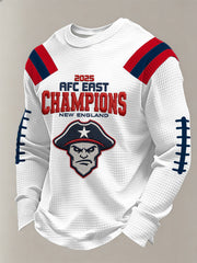 Men's Patriots 2025 AFC East Champions Print Casual Waffle Long Sleeve T-Shirt