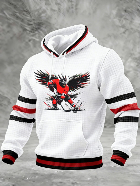 Men's Hockey Printed Checkered Cotton Hoodie