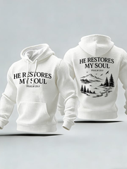 Men's He Restores My Soul Checkered Cotton Hoodie