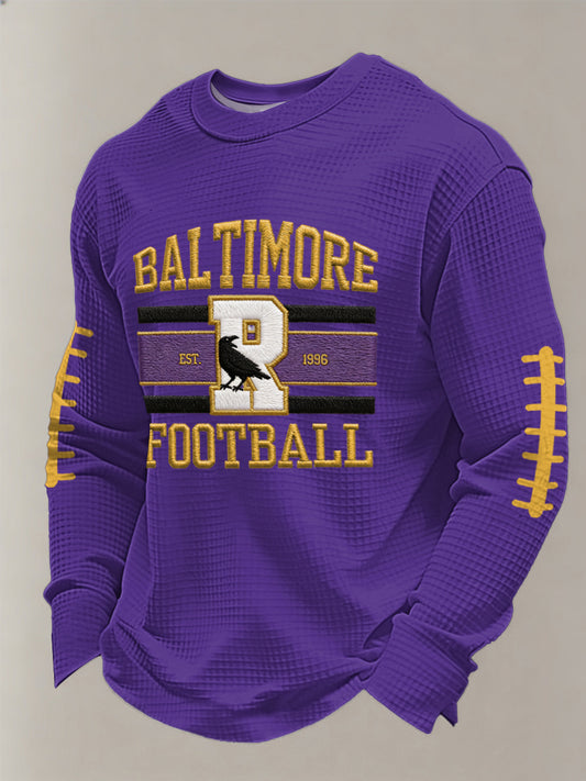 Men's Football Fans Gameday Casual Waffle Long Sleeve T-Shirt