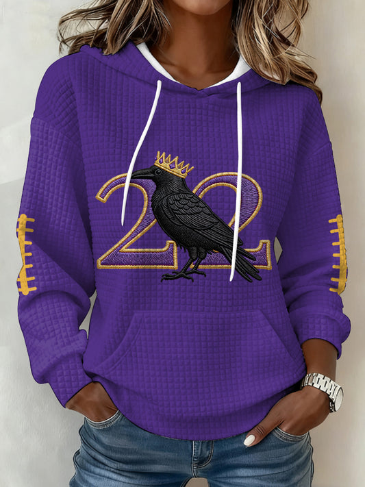 Women's Henry Number 22 Football Fans Gameday Casual Waffle Hoodie