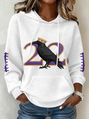 Women's Henry Number 22 Football Fans Gameday Casual Waffle Hoodie
