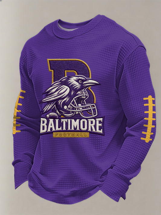 Men's Football Fans Gameday Casual Waffle Long Sleeve T-Shirt