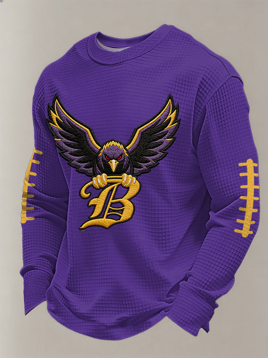 Men's Football Fans Gameday Casual Waffle Long Sleeve T-Shirt