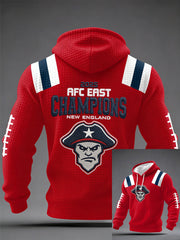 Men's 2025 AFC East Champions Gift For Football Fans Casual Checkered Hoodie
