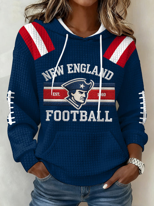 Women's Football Fans Gameday Casual Waffle Hoodie