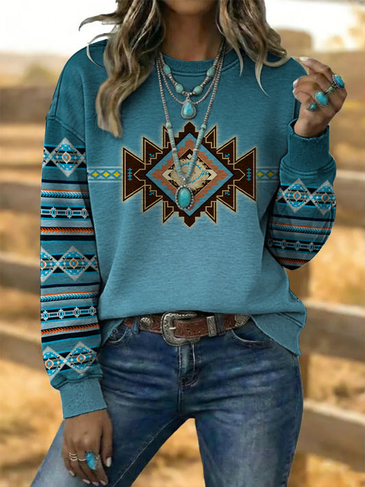 Women's Vintage Western Ethnic Cozy Sweatshirt