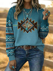 Women's Vintage Western Ethnic Cozy Sweatshirt