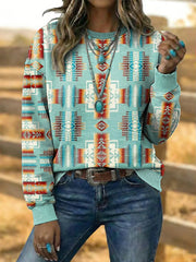 Women's Vintage Western Aztec Art Sweatshirt