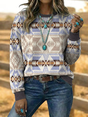 Women's Vintage Western Aztec Art  Sweatshirt