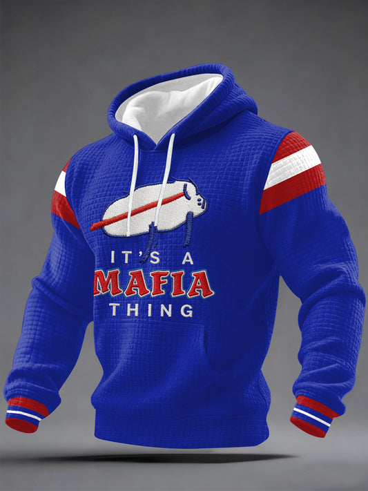 Men's It‘s A Mafia Thing Football Fans Gameday Casual Checkered Cotton Hoodie