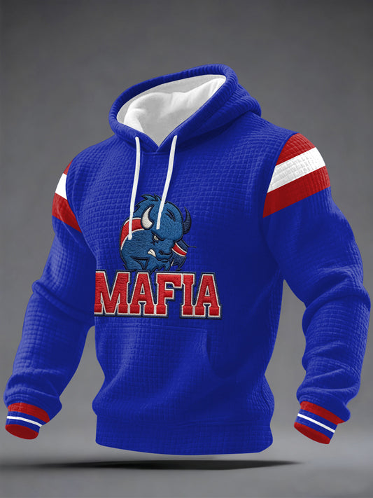 Men's Bills Mafia Football Fans Gameday Casual Checkered Hoodie