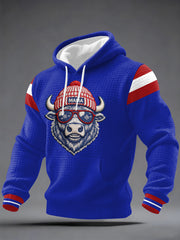 Men's Football Fans Gameday Print Casual Checkered Hoodie