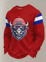 Men's Bills Mafia Football Fans Gameday Casual Waffle Long Sleeve T-Shirt