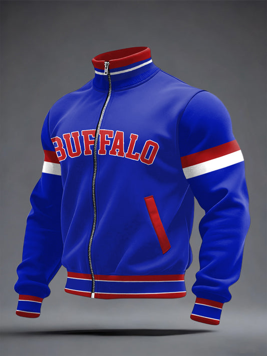 Men's Football Fans Gameday Print Casual Zipper Sweatshirt