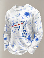 Men's Bills Football Fans Gameday Casual Waffle Long Sleeve T-Shirt