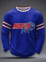 Men's Be Good Do Good God Bless Go Bills Football Fans Gameday Casual Waffle Long Sleeve T-Shirt