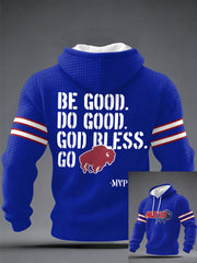 Men's Be Good Do Good God Bless Go Bills Football Fans Gameday Casual Checkered Hoodie