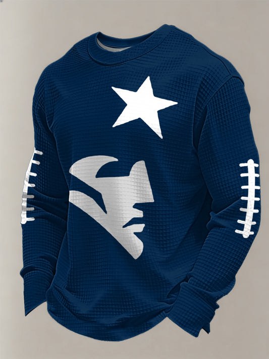 Men's Football Fans Gameday Casual Waffle Long Sleeve T-Shirt