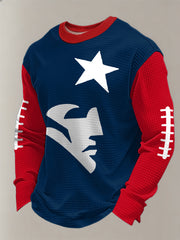 Men's Football Fans Gameday Casual Waffle Long Sleeve T-Shirt