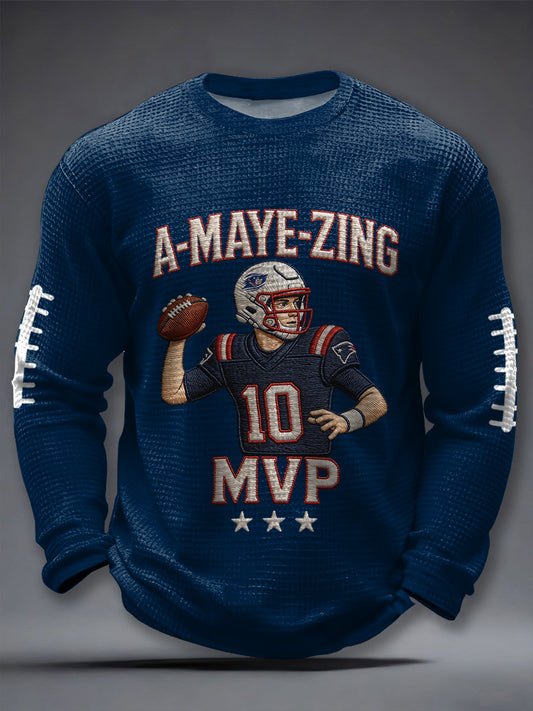 Men's Maye Print Gift For Football Fans Casual Waffle Long Sleeve T-Shirt