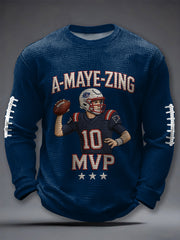 Men's Maye Print Gift For Football Fans Casual Waffle Long Sleeve T-Shirt