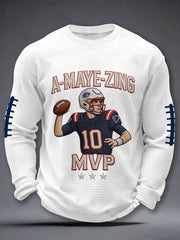 Men's Maye Print Gift For Football Fans Casual Waffle Long Sleeve T-Shirt