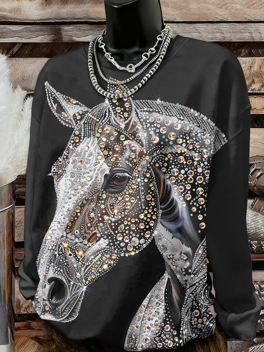 Women's Horse Art Print Sweatshirt