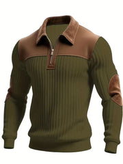 Men's Warm Colorblock Casual Zipper Pullover