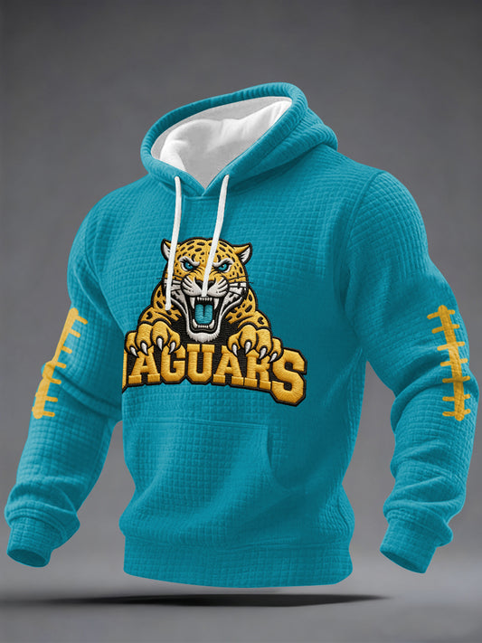 Men's Jaguars Print Football Fans Gameday Casual Checkered Hoodie