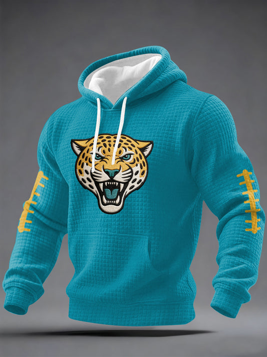 Men's Jaguars Print Football Fans Gameday Casual Checkered Hoodie