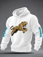 Men's Jaguars Print Football Fans Gameday Casual Checkered  Hoodie