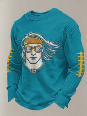 Men's Football Fans Gameday Casual Waffle Long Sleeve T-Shirt