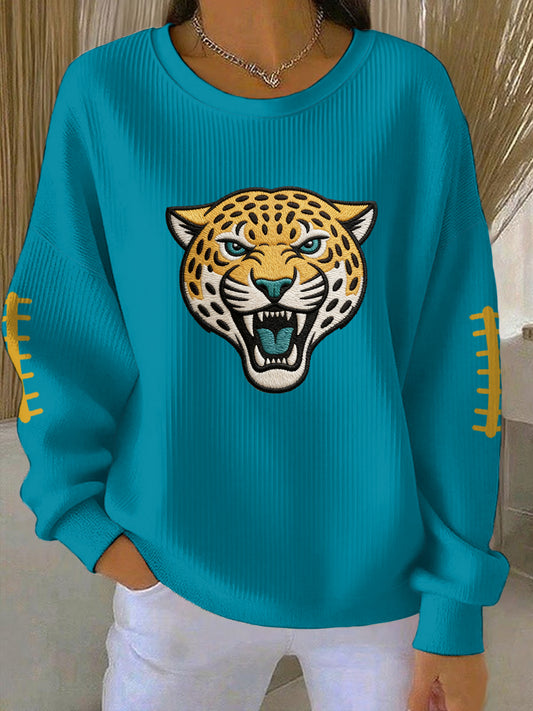 Women's Jaguars Print Football Fans Gameday Casual Sweatshirt