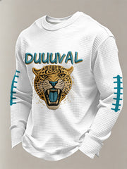 Men's DUUUVAL Jaguars Print Football Fans Gameday Casual Waffle Long Sleeve T-Shirt