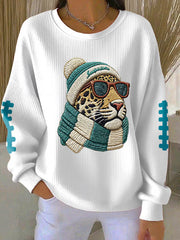 Women's Football Fans Gameday Casual Waffle Sweatshirt