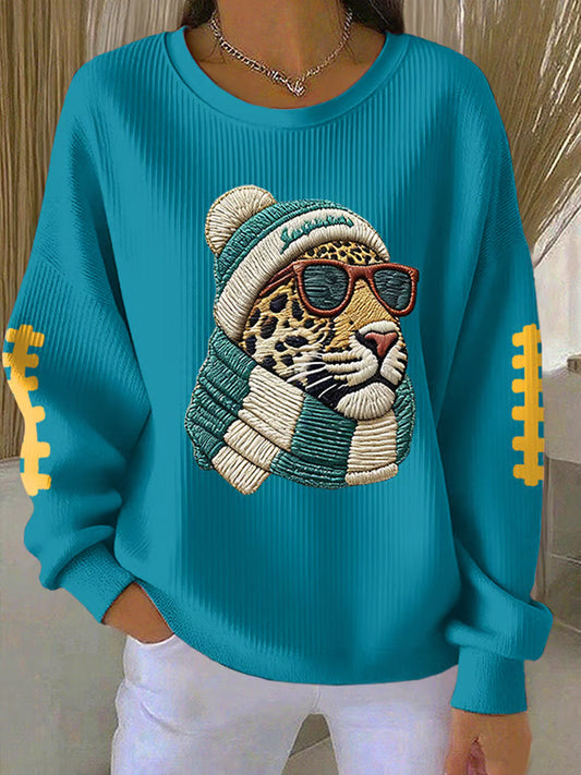 Women's Football Fans Gameday Casual Waffle Sweatshirt