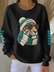 Women's Football Fans Gameday Casual Waffle Sweatshirt