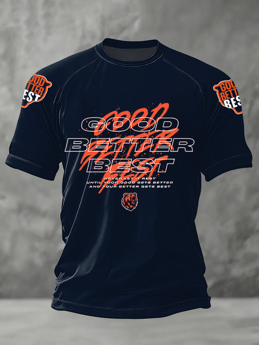 Men's Good Better Best Print Football Fans Gameday Casual Tee