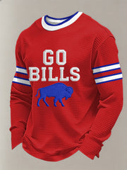 Men's Football Fans Gameday Casual Waffle Long Sleeve T-Shirt