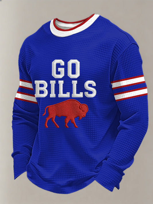 Men's Football Fans Gameday Casual Waffle Long Sleeve T-Shirt