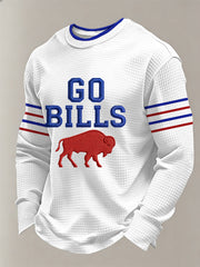 Men's Football Fans Gameday Casual Waffle Long Sleeve T-Shirt