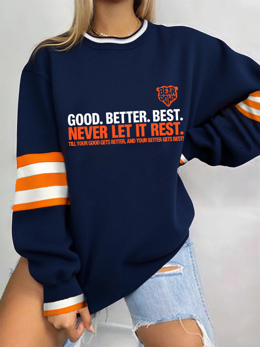 Women's Good Better Best Print Football Fans Gameday Casual Sweatshirt