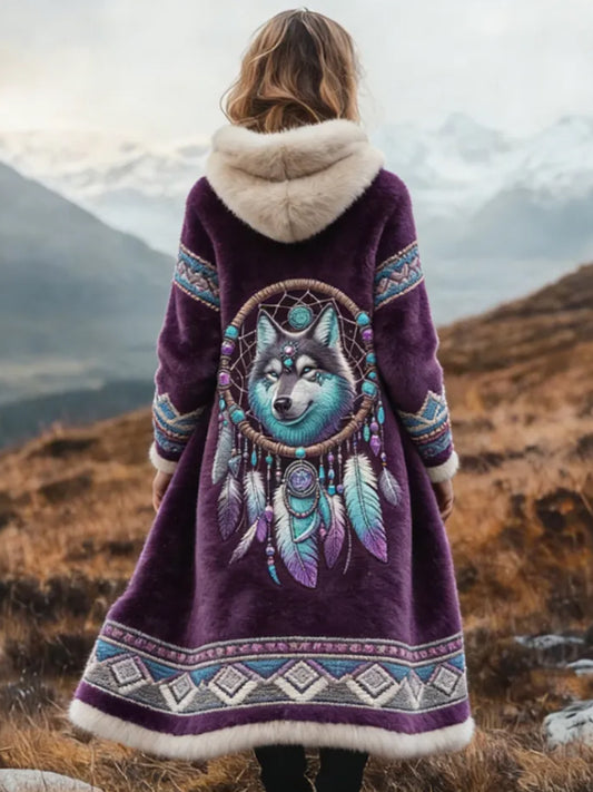 Women's Aztec Cozy Plush Long Cardigan