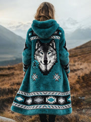 Women's Aztec Cozy Plush Long Cardigan
