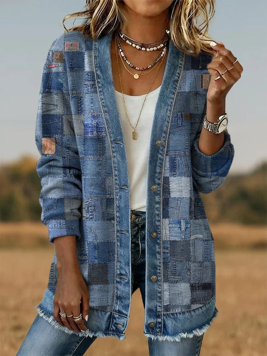 Women's Aztec Pattern Casual Button Cardigan Jacket