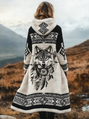 Women's Aztec Cozy Plush Long Cardigan