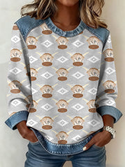 Women's Western Pattern Patchwork Art Sweatshirt